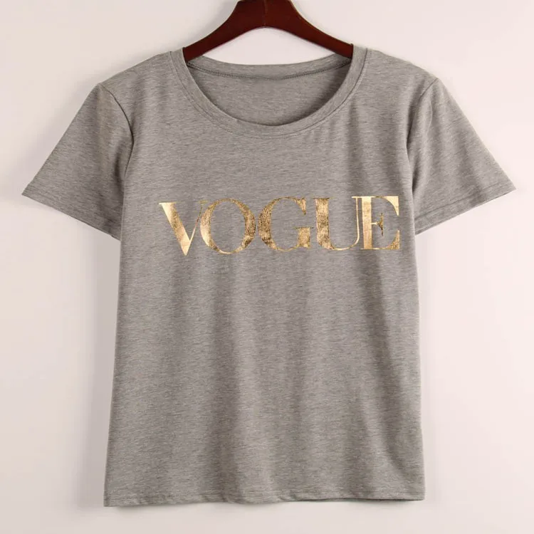 Summer Short Sleeve Black Top 2018 Casual Loose VOGUE Letter Printed Womens T Shirt Tops O-Neck Fashion Tshirt Women Cotton | Женская