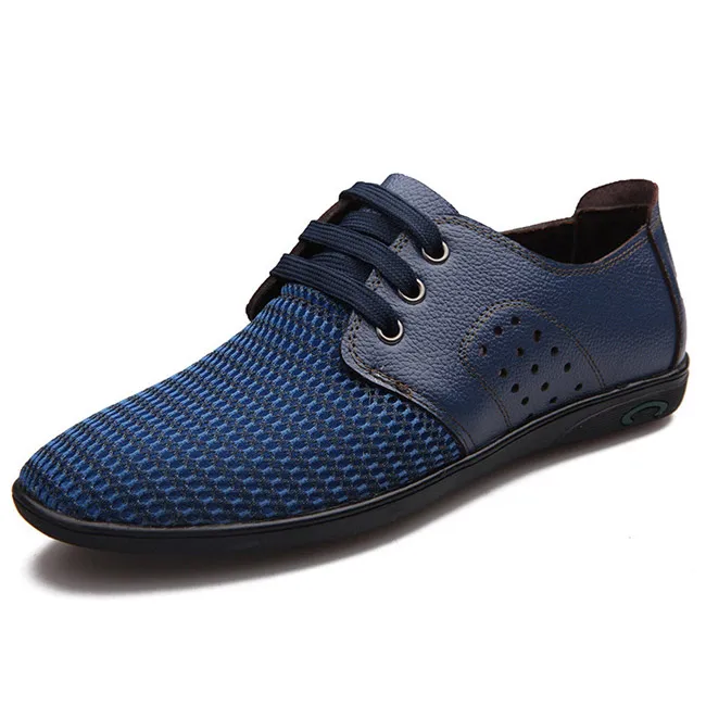 2016 Новый Летний Мужские Обувь Из Натуральной Кожи Дышащий на шнурках Квартиры