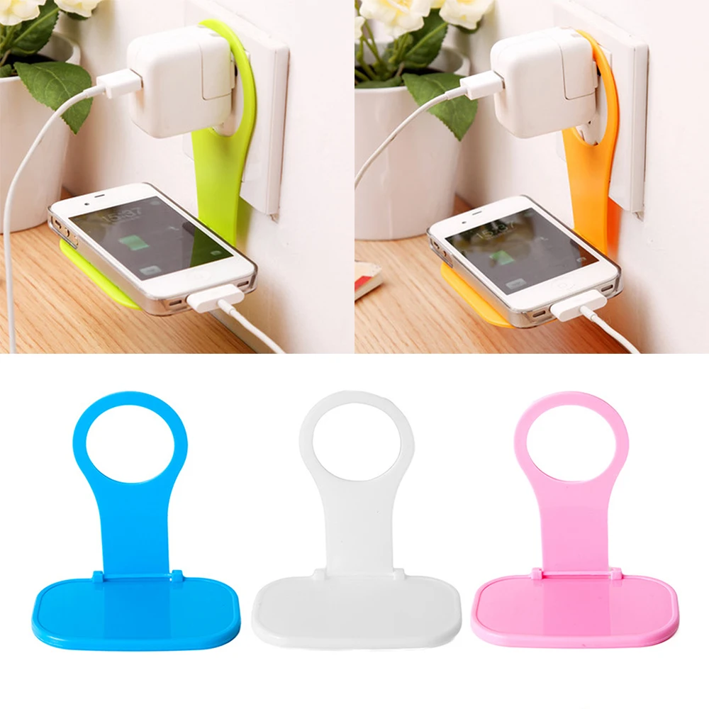 Folding Mobile Phone Wall Charger Adapter Charging Holder Hanging Stand Bracket Support Charge Hanger Rack Shelf Cell Hook | Мобильные