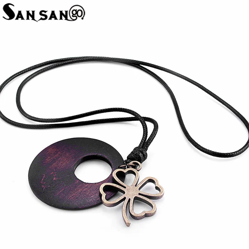 Винтажные Подвески в виде клевера с медным тоном круглые подвески макси