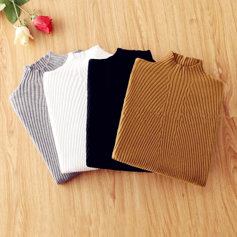 2017 цветные топы одноцветные женские свитера с высоким воротником вязаные