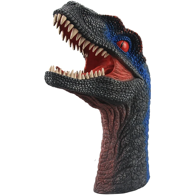 Rubber toy Dinosaur Hand Puppet Non-toxic Soft Animal Head Realistic Model Figure Toy gift games for kids |
