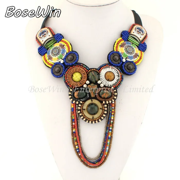 Женское винтажное ожерелье с керамическими бусинами и кисточками|pendant designs for