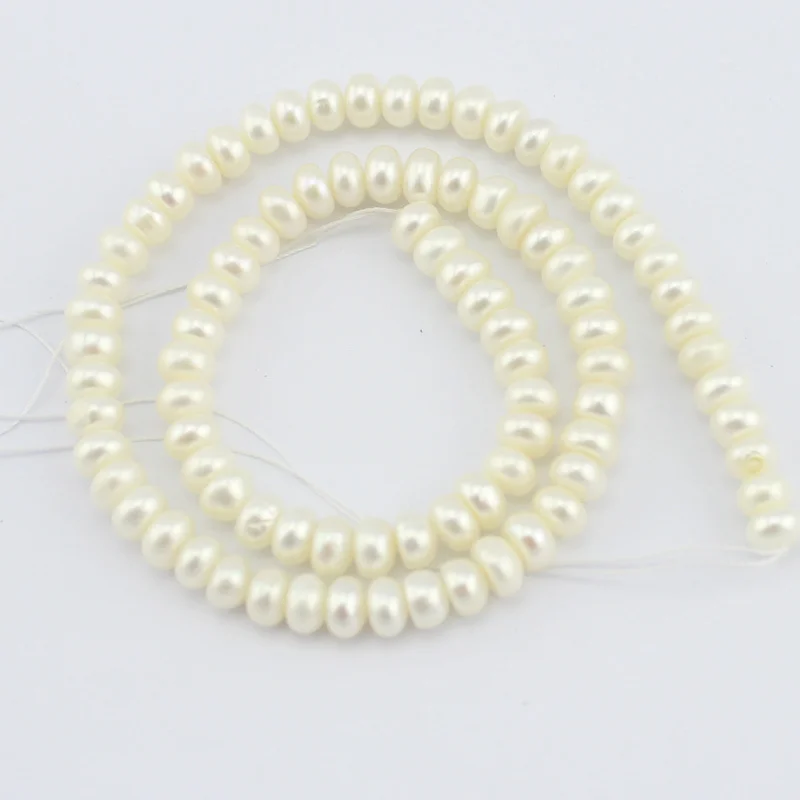 Free Shipping Wholesale Jewelry Making Beads 7 8mm Rondelle Button Freshwater Pearl Spacer Strand 15&quot|bead strands|spacer beadsjewelry making