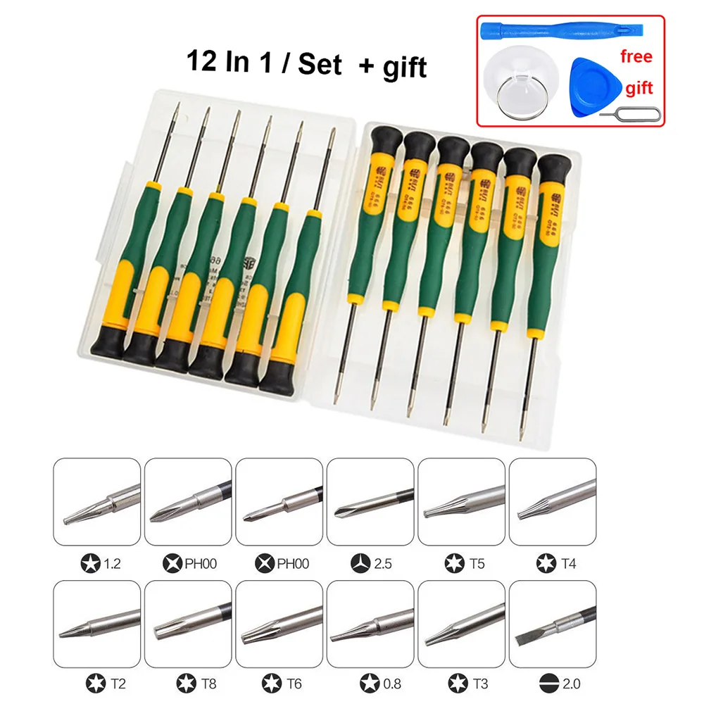 12 шт. щелевые 2 0 Y2.5 Torx T2 T3 T4 T5 T6 T8 PH00 PH000 Pentalobe 8 1 набор драйверов для ремонта ноутбука