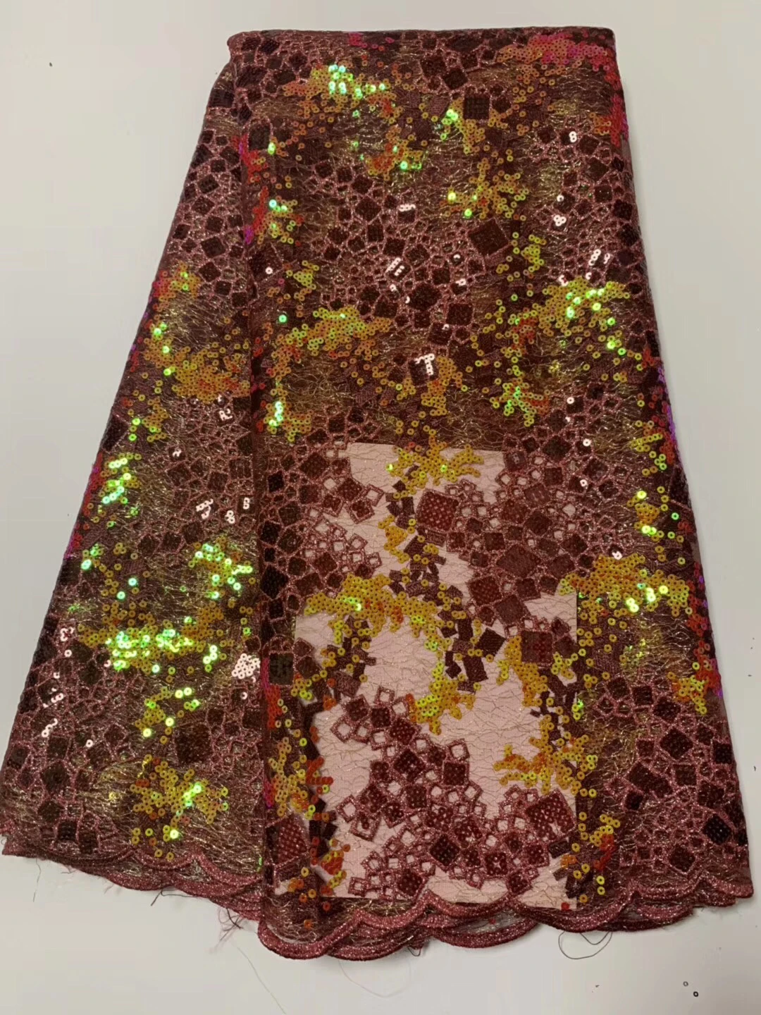 Latest\High Quality African Tulle Lace Fabric 2021 Gold Color Nigerian Fabrics For Wedding With Stones ZX3252 | Дом и сад