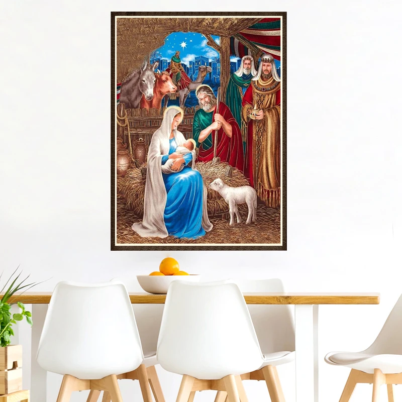 Алмазная живопись 5D DIY полная дрель вышивка рождение Иисуса Христа наклейки для
