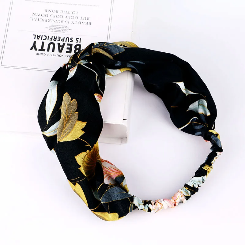 

EASYA Women Girls Summer Style Bohemian Headband Headwear Floral Print Elastic Turban Fashio Dot Hair Band Hair Accessories