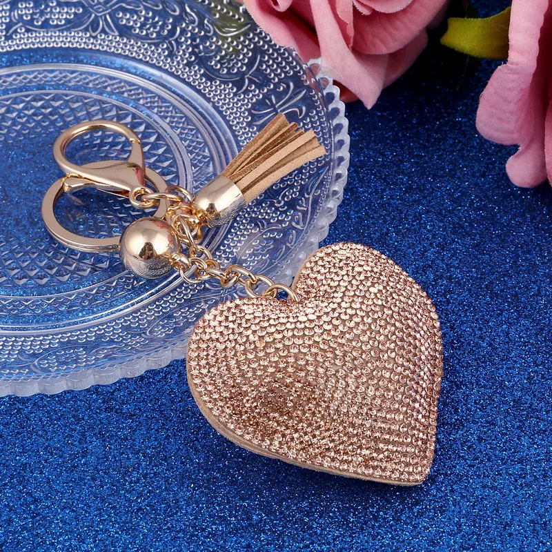 Мода Сердце ручной работы милый Bling Кристалл брелок для женщин Автомобиль Подвеска девушка массивные Стразы ювелирные изделия сумка брелок кольцо