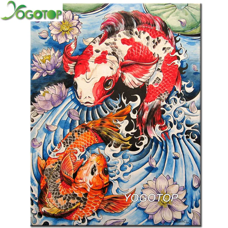 YOGOTOP полный квадратный/круглый камень diy алмазная живопись koi Fish Lotus картина
