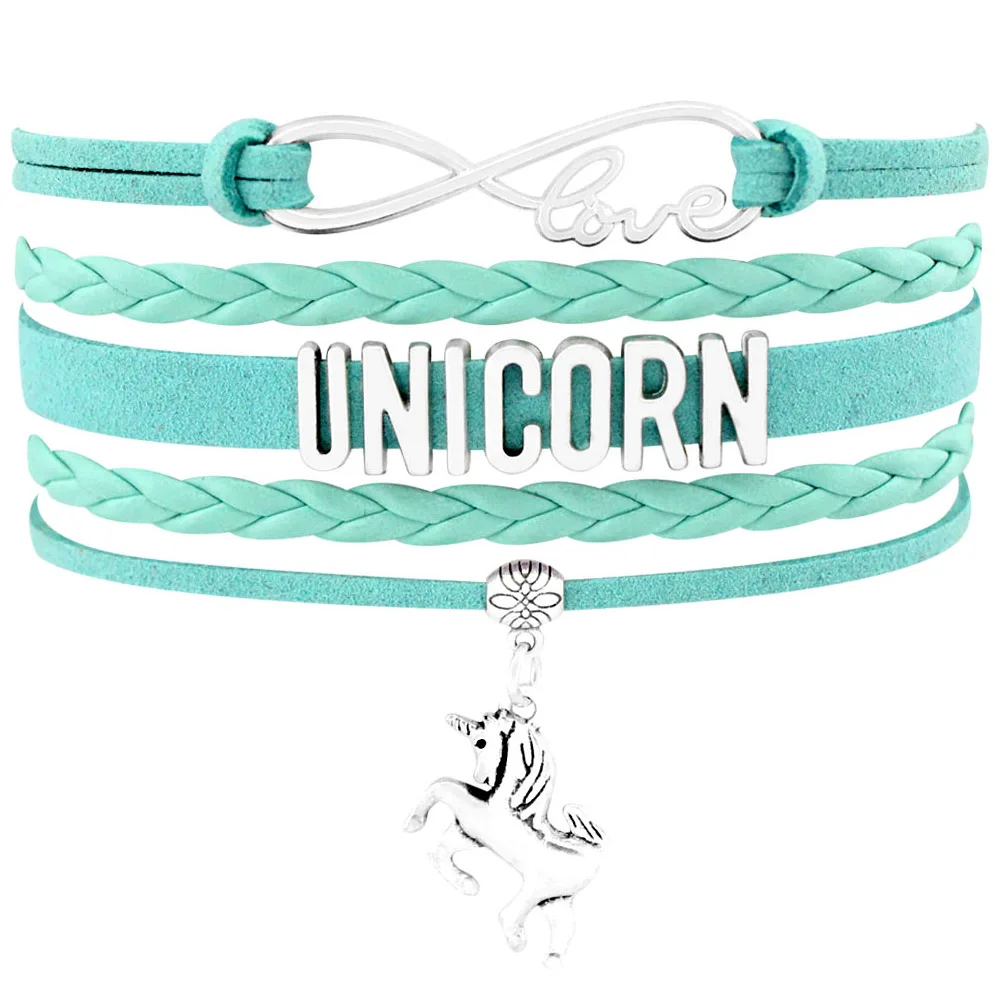 Браслеты и браслеты Infinity Love UNICORN с шармом мамы единорога из кожи на Рождество ювелирных изделий День рождения подарок.