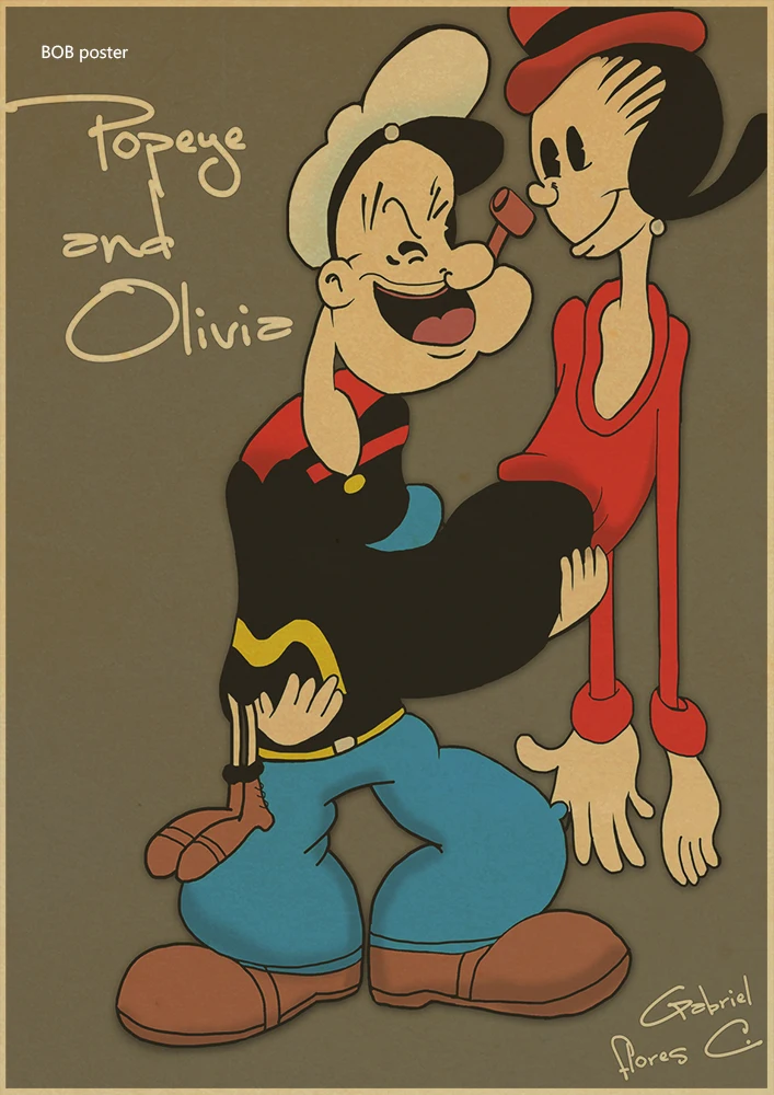 Popeye в морском стиле с Betty Boop плакат/Ретро Постер Мультфильма фильма/крафт-бумаги/ретро постер/детская комната, декоративный светильник - Цвет: H32