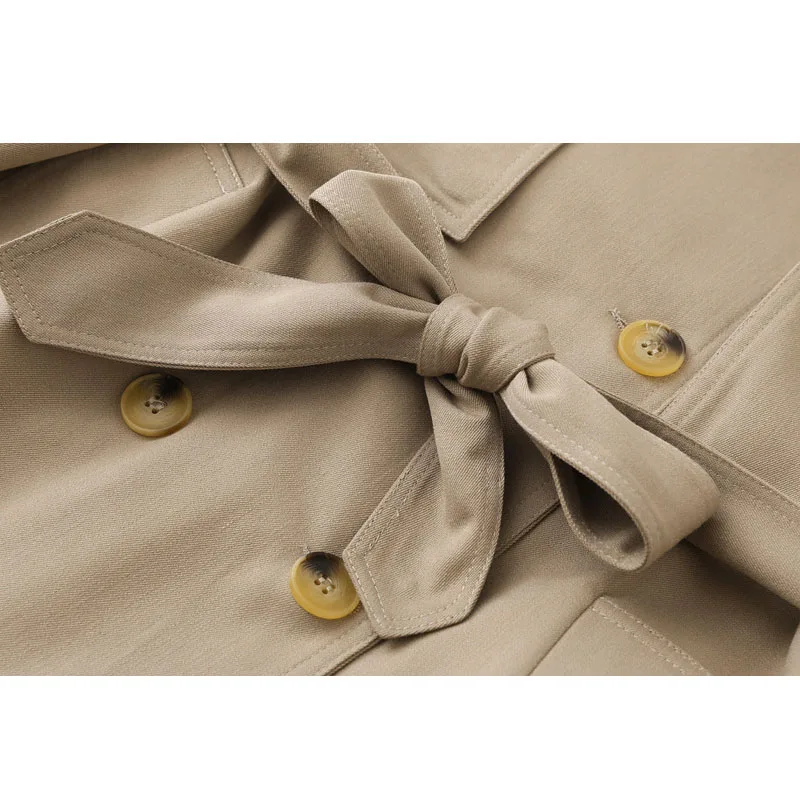 Женский двубортный Тренч akslxdmmm ветровка с длинными рукавами и поясом длинный