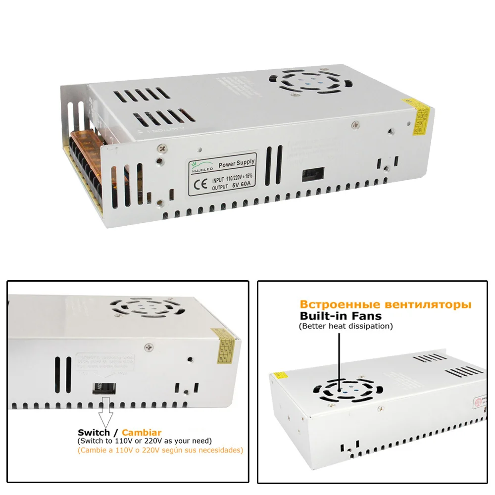 5 вольт Питание 5 V 5A 10A 20A 30A 40A 60A 70A 110V AC DC 220V 5 V трансформатор 5 вольт Питание блок для Светодиодные ленты