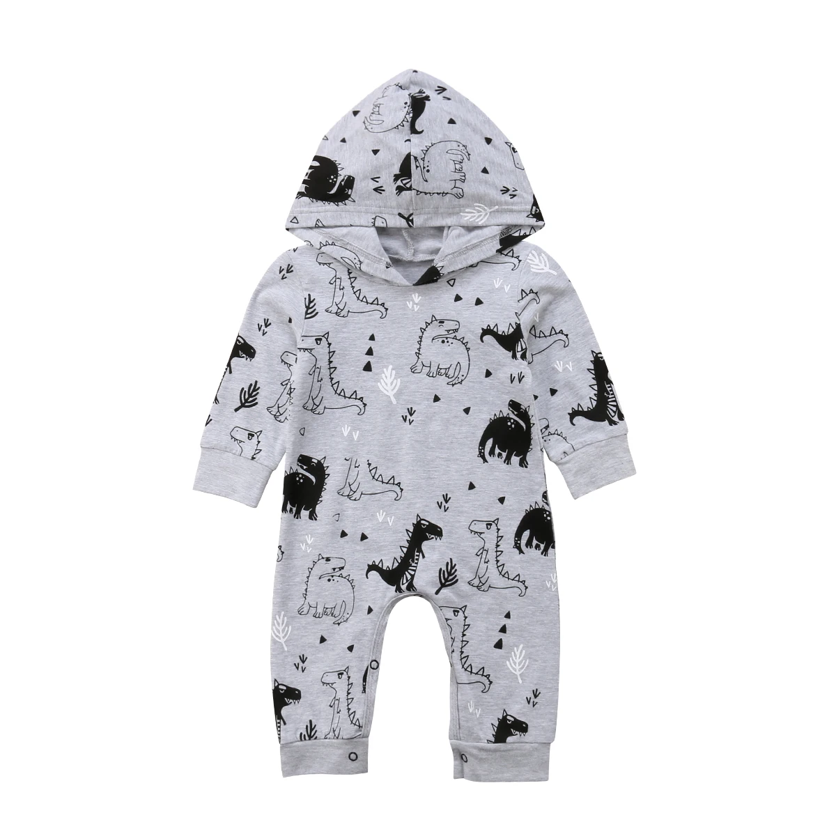 Rompers Cute Newborn Baby Girls Boy 2018 Autumn Casual Long Sleeve Hooded Romper Dinosaur Jumpsuit Outfits | Детская одежда и