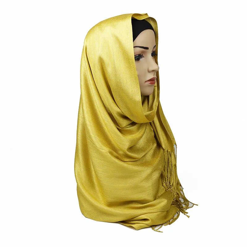 Новое поступление популярные глушитель шаль моды шелка хиджаб сверкающих