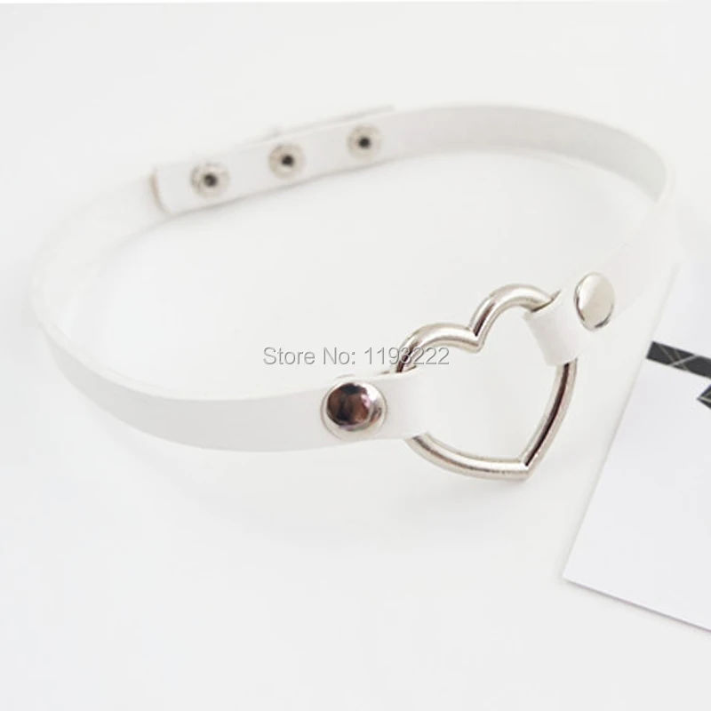 100% Handcrafted Girl Punk Rock Amo Gothic Real Leather Heart Choker Collar Necklace | Украшения и аксессуары