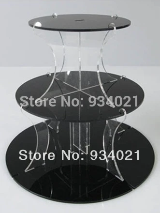 

Contemporary 3 Tier Black Acrylic Round Cake Stand wedding decoration