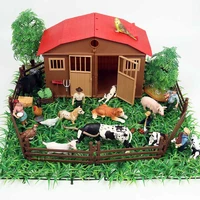 oenux farm house model action figure zoo staffer feeder boy cow pig duck dog farm animals set figurines lifelike toy kids gift