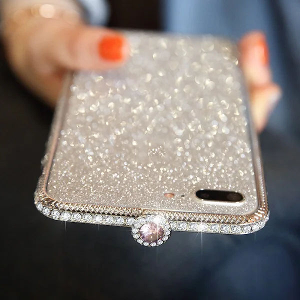 Silver Роскошные Алмаз бампер на iPhone 8 7 6 6 S Plus X XS горный хрусталь металлический каркас корпуса+ спереди фильм Экран протекторы - Цвет: Silver