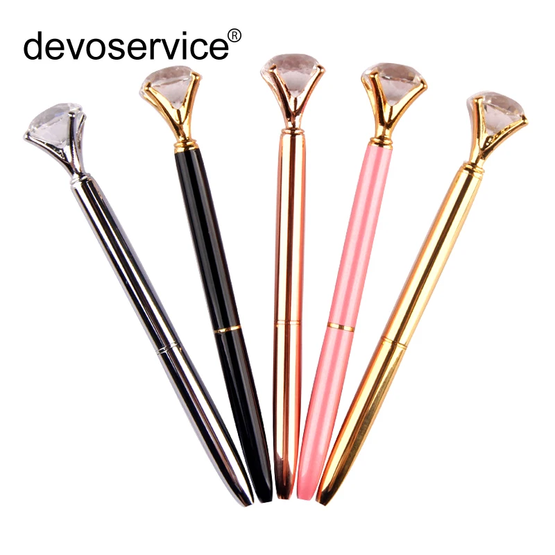 1Pc Big Crystal Ballpoint Pen 19 Carat Large Diamond Ball Material Escolar Bolis Escolares Novelty Office Metal Rose Gold | Канцтовары