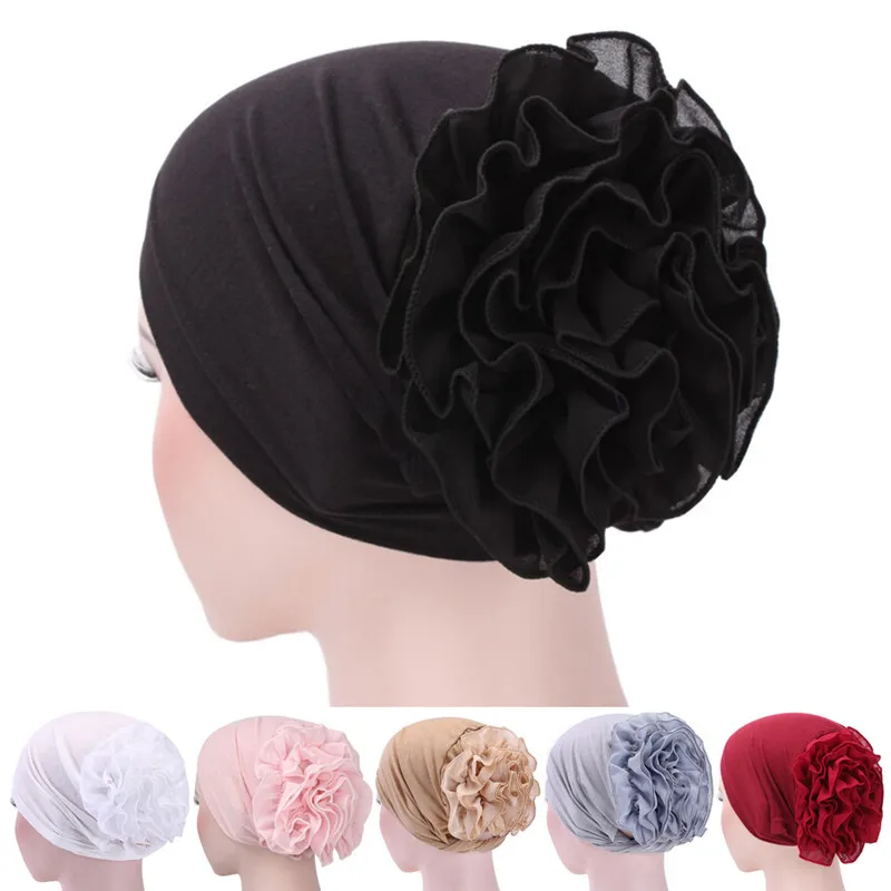 

Women Girls Floral Lace Turban Hat India Cap Muslim Hats Hairnet Chemo Cap Flower Bonnet Beanie