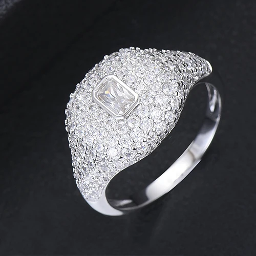 Silver GODKI Весенняя коллекция, роскошные стекируемые шикарные кольца для женщин, свадебные с кубическим цирконом, Обручальные, дубайские, свадебные, массивные кольца на палец - Цвет основного камня: Silver