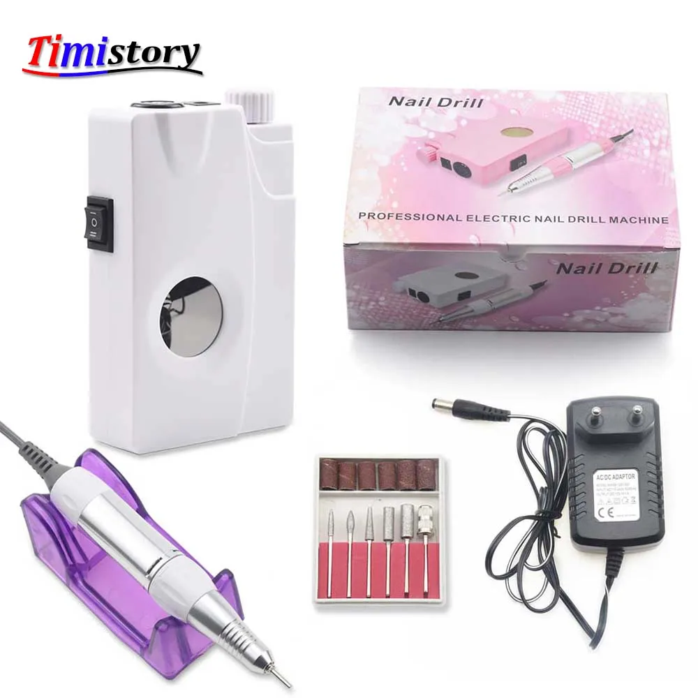 Timistory 30000RPM Rechargeable Portable Electric Nail Drill Machine with LCD Display Cordless Manicure Set Tool | Красота и здоровье