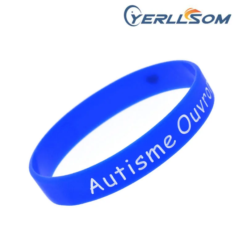 200PCS/lot Free Shipping Customized 1/2 Inch blue silicone bracelets custom logo for gifts YD061406