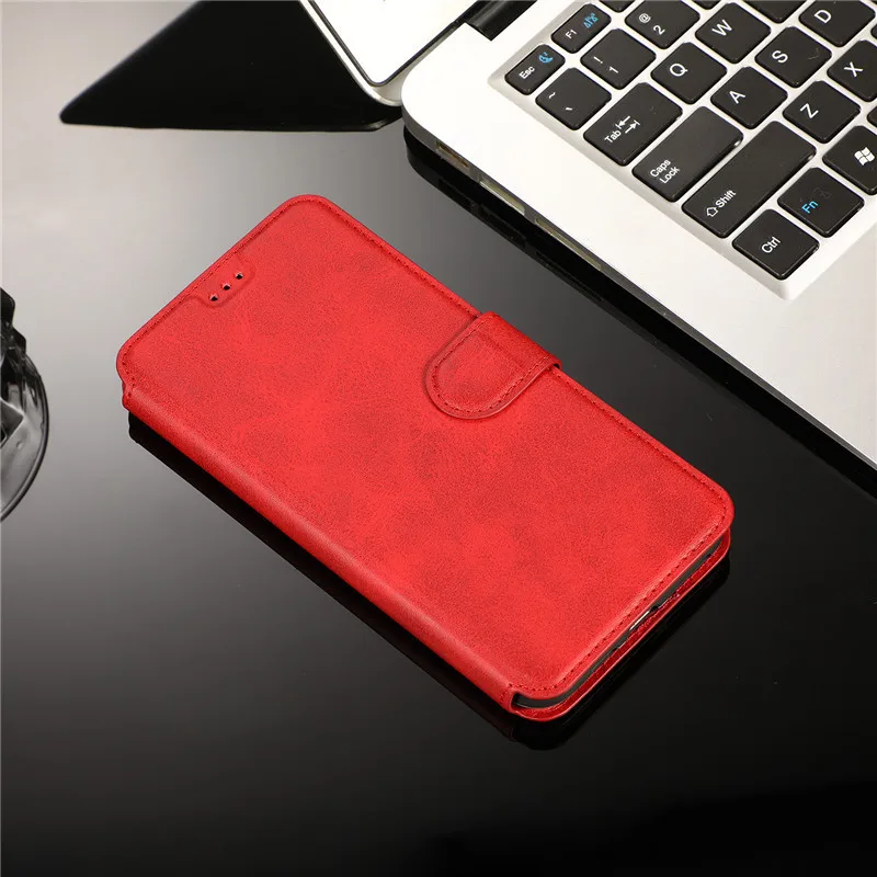Red Vintage Leather Flip Wallet Case For iPhone 11 Pro X XS MAX XR 5 5s SE 6 6s 8 7 Plus Magnetic Card Holder Phone Cover Coque Etui - Color: Red