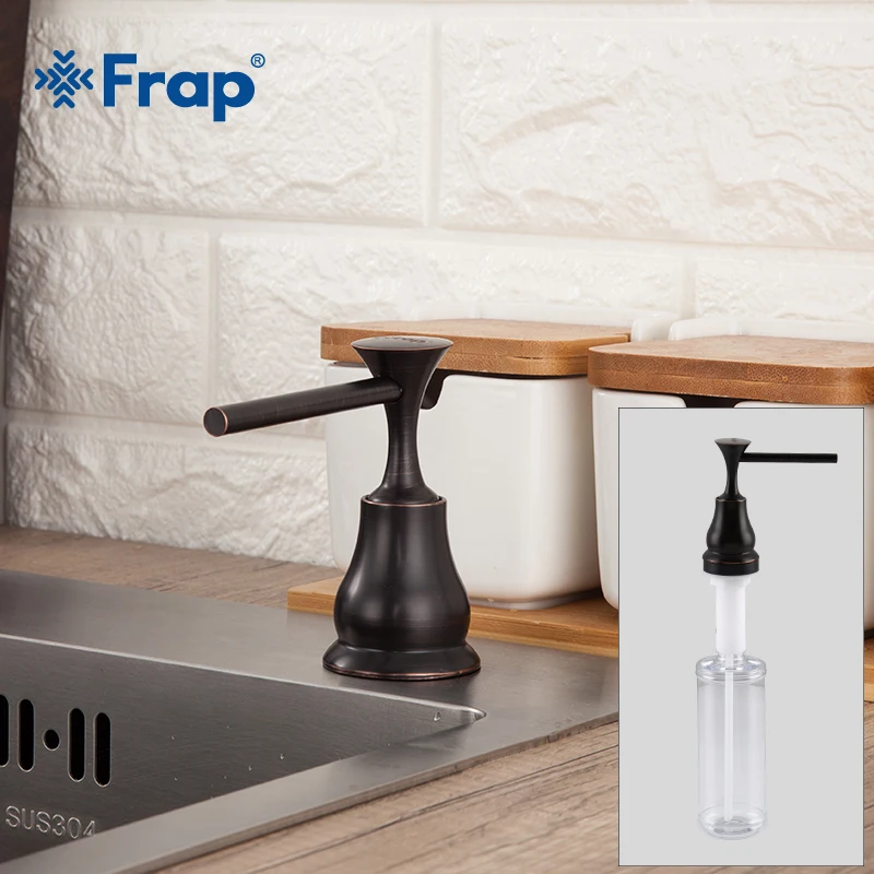 

FRAP Liquid Soap Dispenser Black Brass Deck Mounted Kitchen Soap Dispensers Round Counter top Dispenser Y35029-1