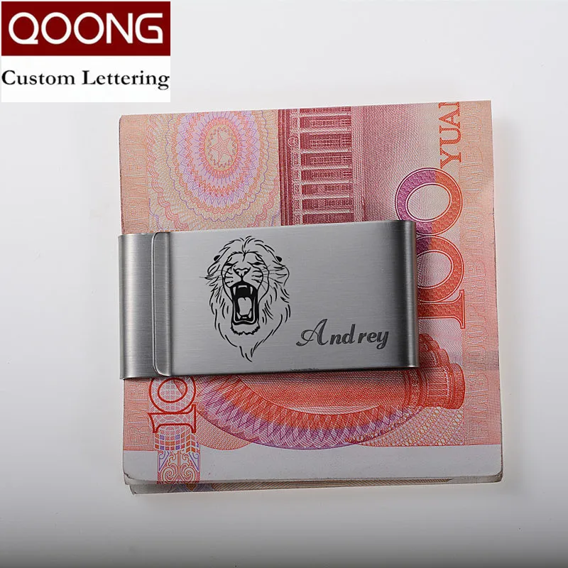 QOONG Тонкий двухсторонний кошелек из нержавеющей стали для мужчин и женщин с зажимом для денег металлический держатель для кредитных карт зажим для денег из стали зажим для ML1-005