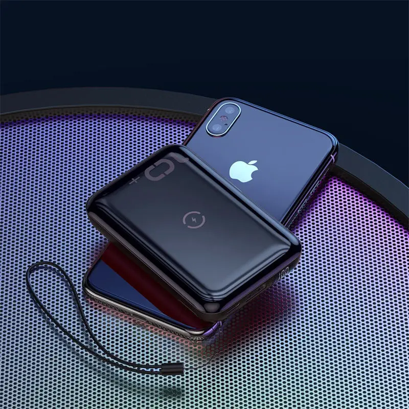 Black Power Bank Baseus 10000 мАч Qi Беспроводное зарядное устройство банк питания для iPhone samsung huawei банк питания PD Быстрая зарядка 3,0 Портативный внешний аккумулятор - Цвет: Black Power Bank