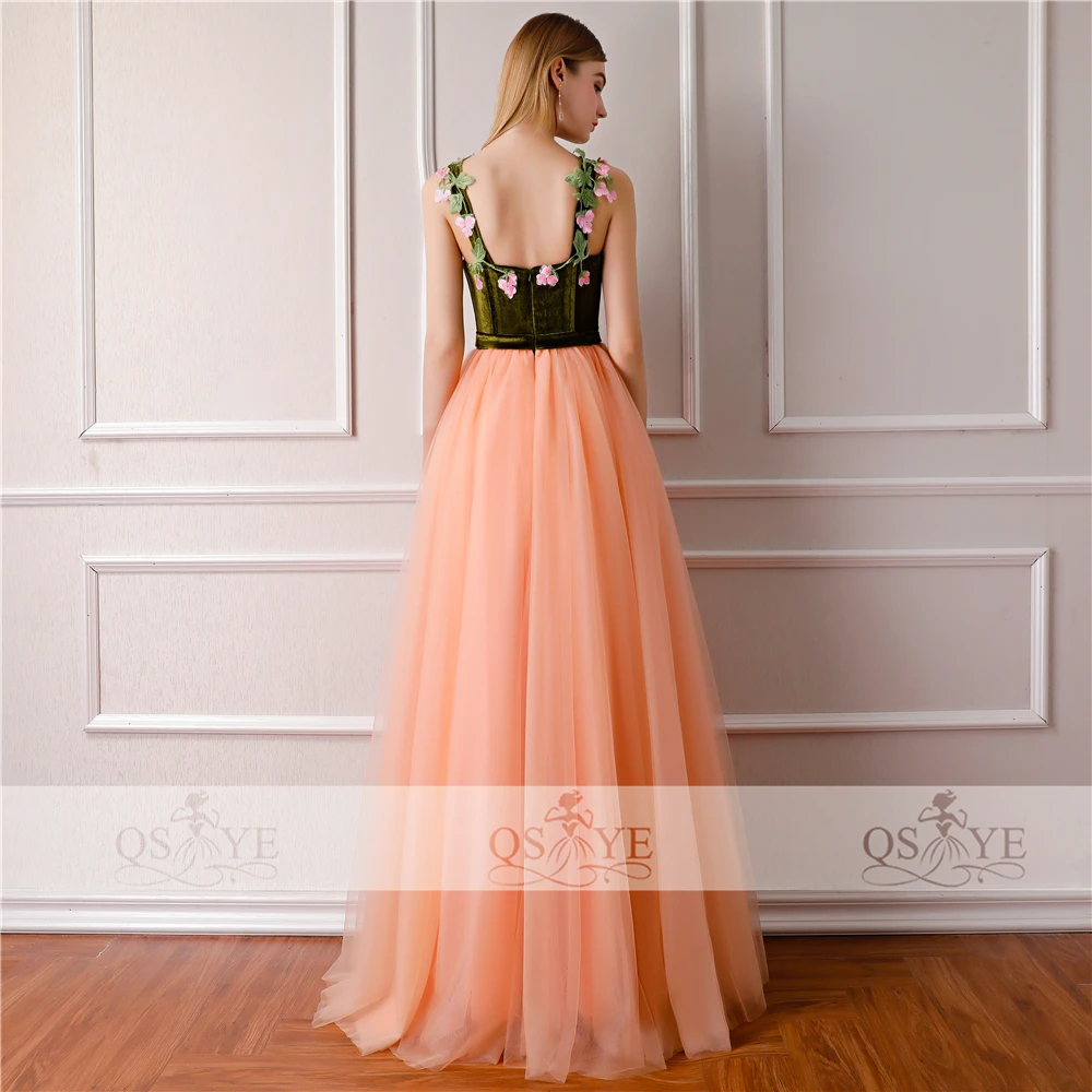 QSYYE 2018 винтажные Длинные Выпускные платья Robe de Soiree 3D цветочное розовое Тюлевое