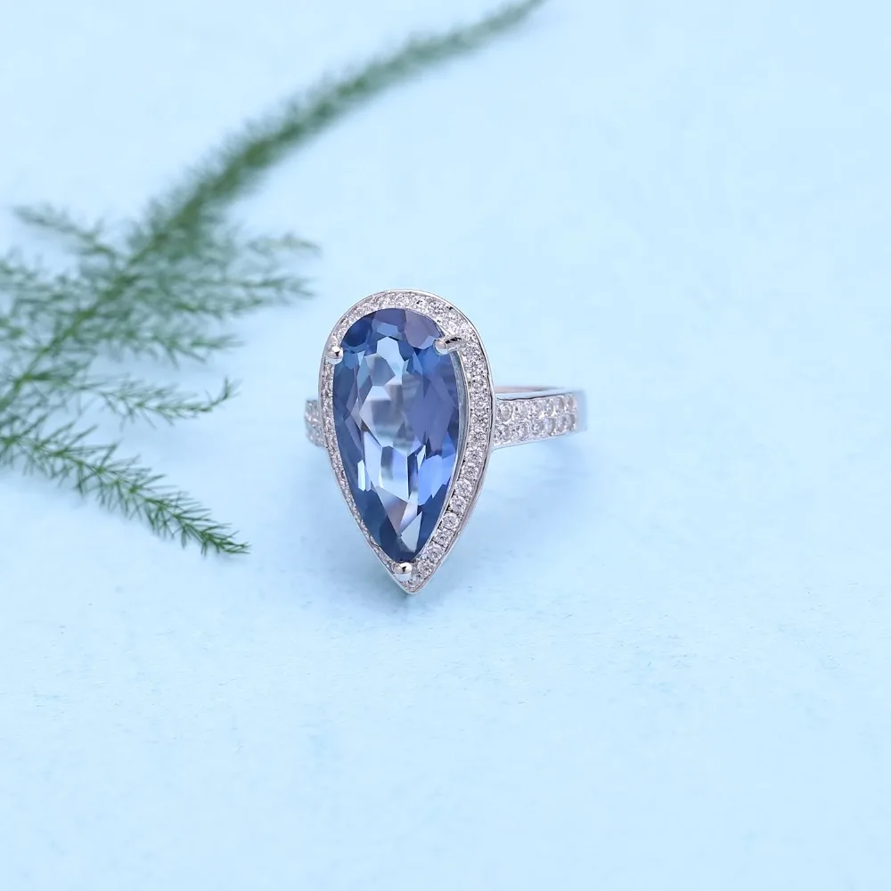 Gem's Ballet 7.89Ct натуральный иолит Синий Мистический Кварц кольцо 925 пробы серебряные драгоценные камни коктейльные кольца для женщин хорошее ювелирное изделие