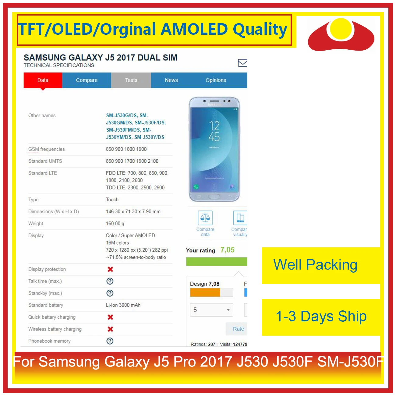 Для samsung Galaxy J5 Pro J530 J530F SM-J530F ЖК-дисплей с сенсорным экраном дигитайзер панель Pantalla в комплекте