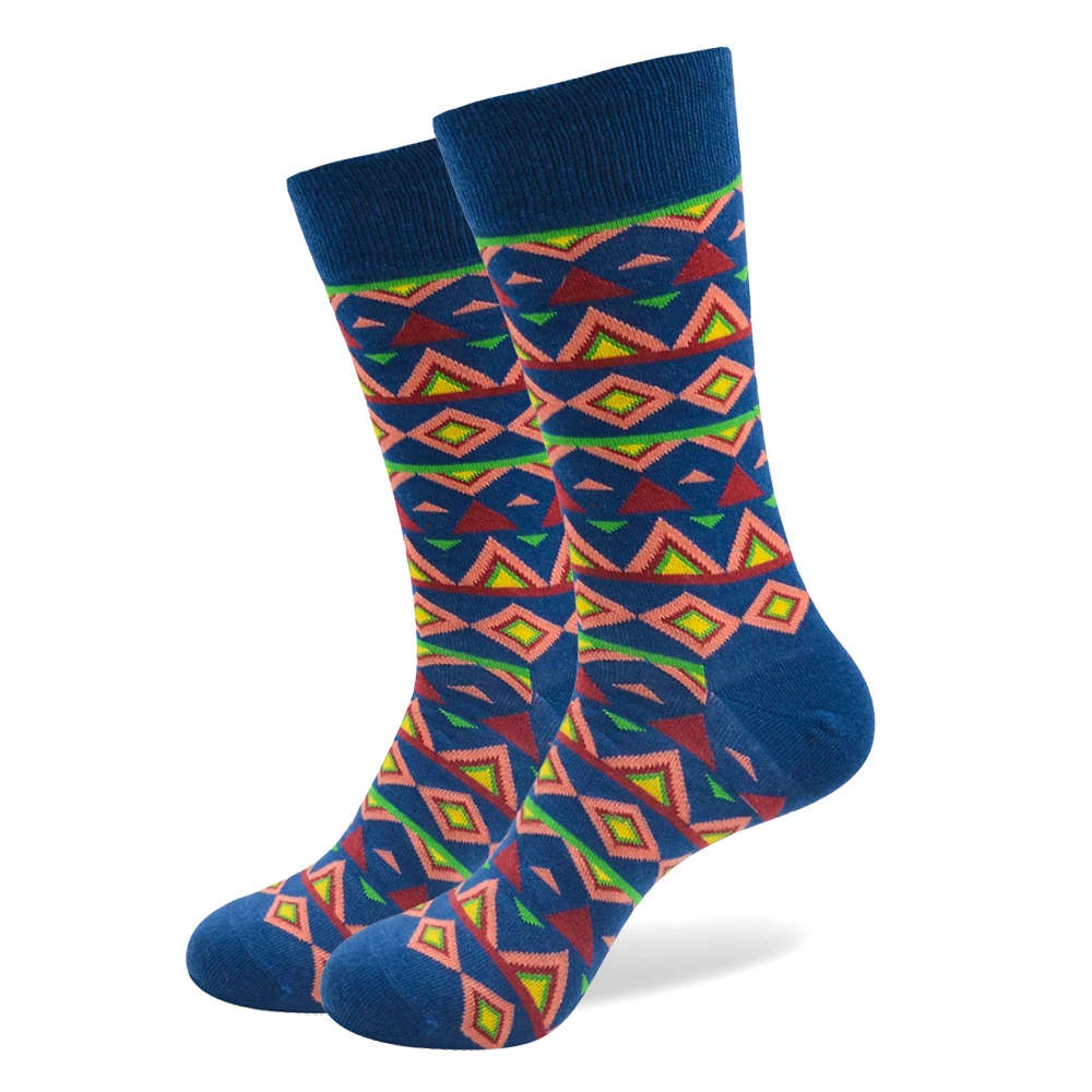 Забавные носки из чесаного хлопка с геометрическим узором для мужчин 10