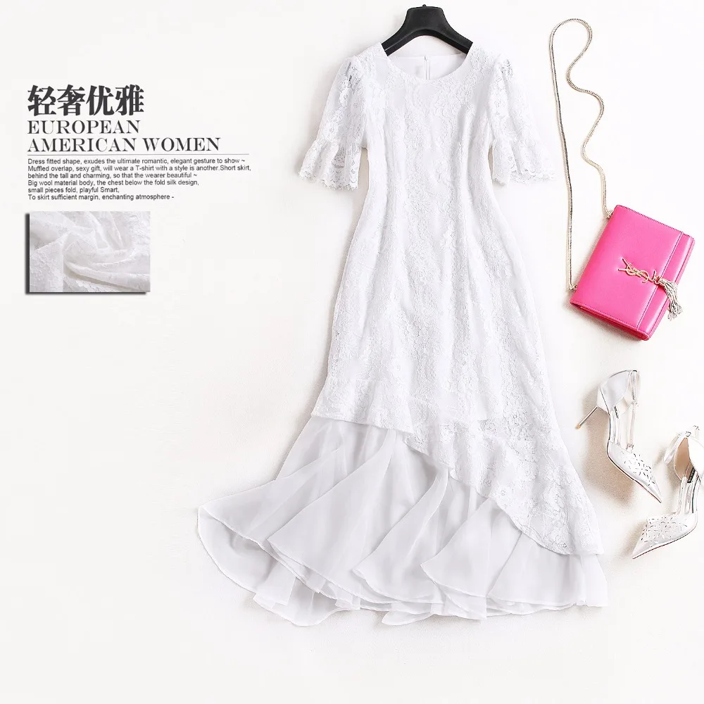 Весна-осень взлетно-посадочной полосы дизайнерские женские платье черный белый