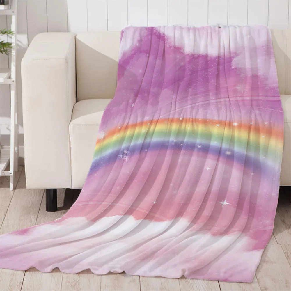 Голубое небо и белые облака Радуга сон одеяло супер мягкое пледы искусство детей