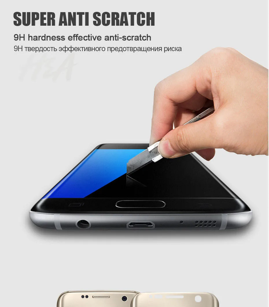 H& A Защитное стекло для samsung Galaxy S7 S6 Edge закаленное защитное 4D изогнутое 0,25 мм стекло S7Edge S6Edge пленка