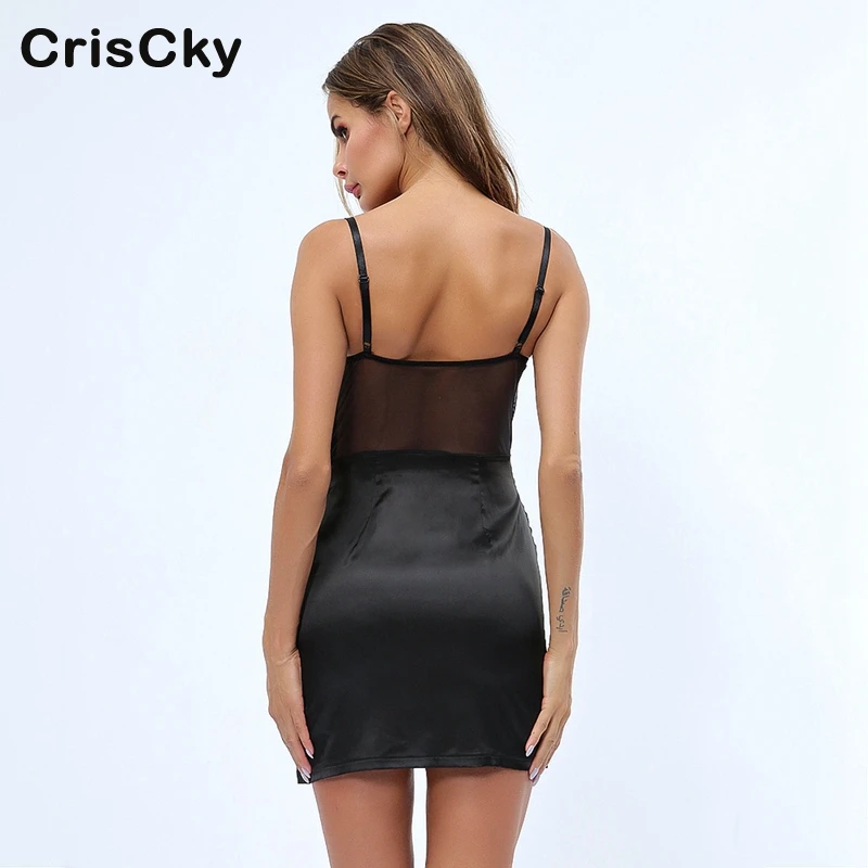 CRISCKY модные женские платья с v образным вырезом без спинки Спагетти ремень Bodycon