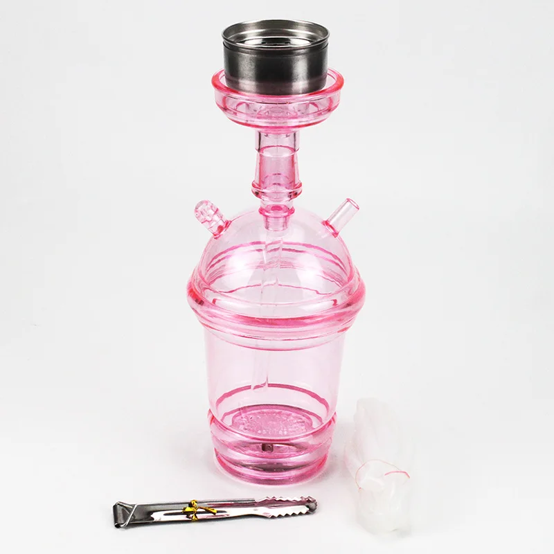 Pink Путешествия кальян с светодиодный свет Sheesha металлическая чаша держатель для угля наргуил чаша для кальяна маленький портативный кальян набор - Цвет: Pink