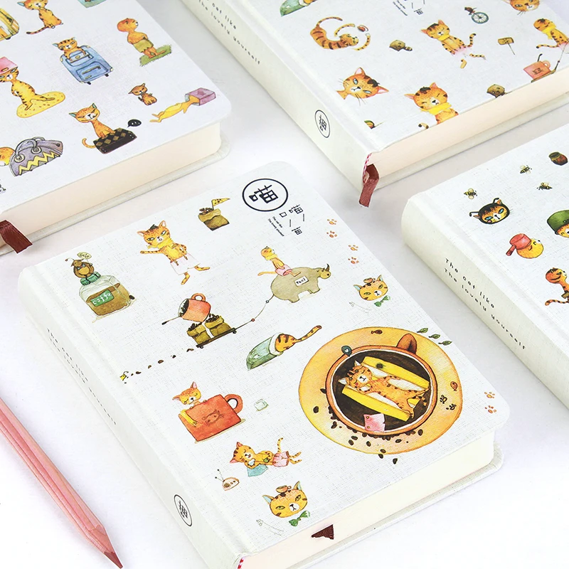 Дневник lounged pocket book мультяшный блокнот ежедневный Блокнот записная книжка кошка и кофе Япония Милая композиция книга