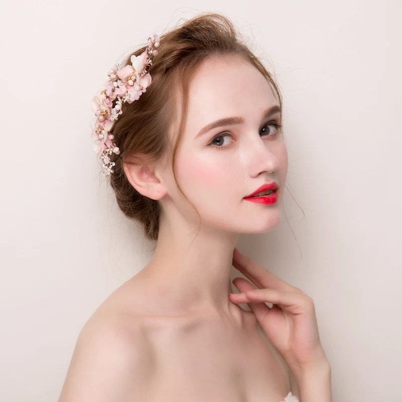 Романтические заколки для волос с розовым цветком модные корейские свадебные