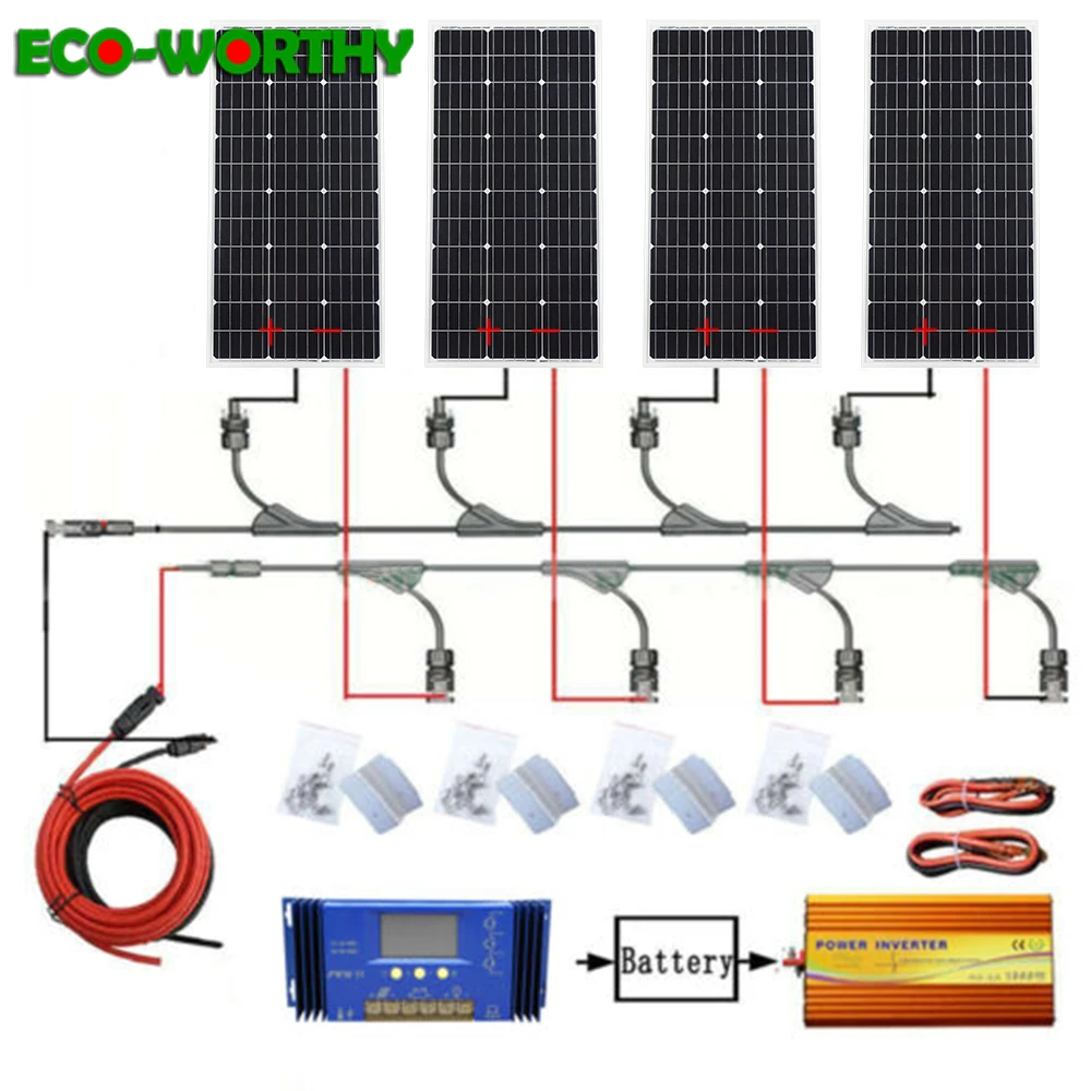 ECOworthy 400 W Солнечная система: 4 шт. 100 Вт подойдет как для повседневной носки так