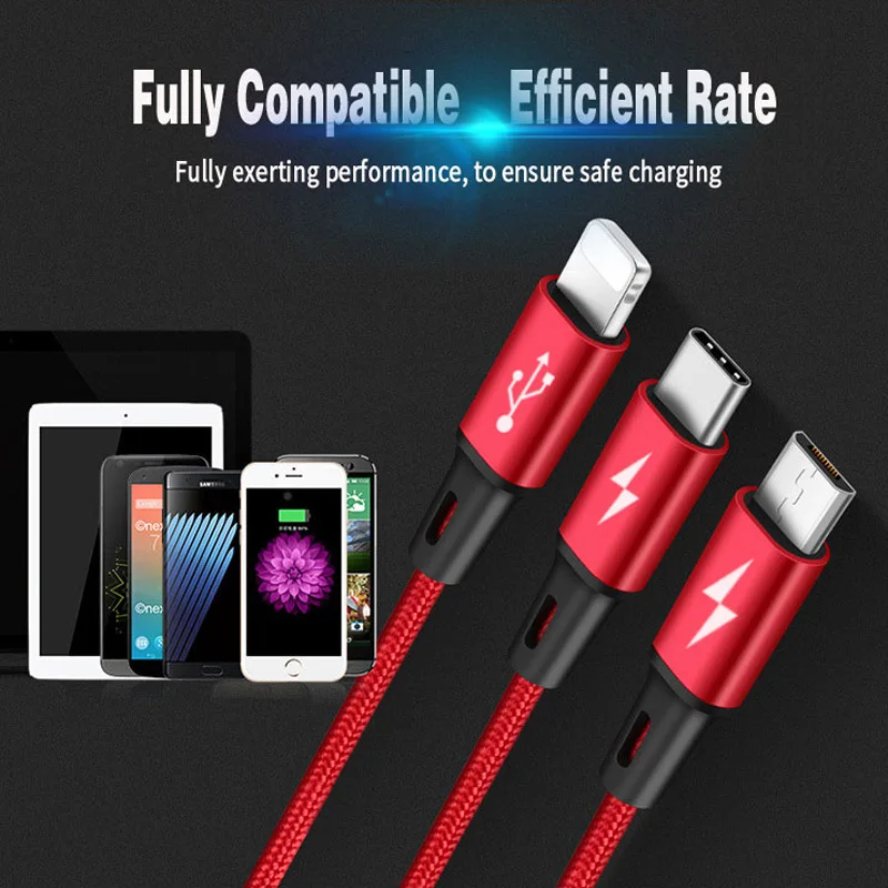Кабель Micro USB NOHON 3 в 1 8 контактный кабель Type C для iPhone 11 Xr X 7 6 6S Plus iOS 10 9 Samsung Nokia usb