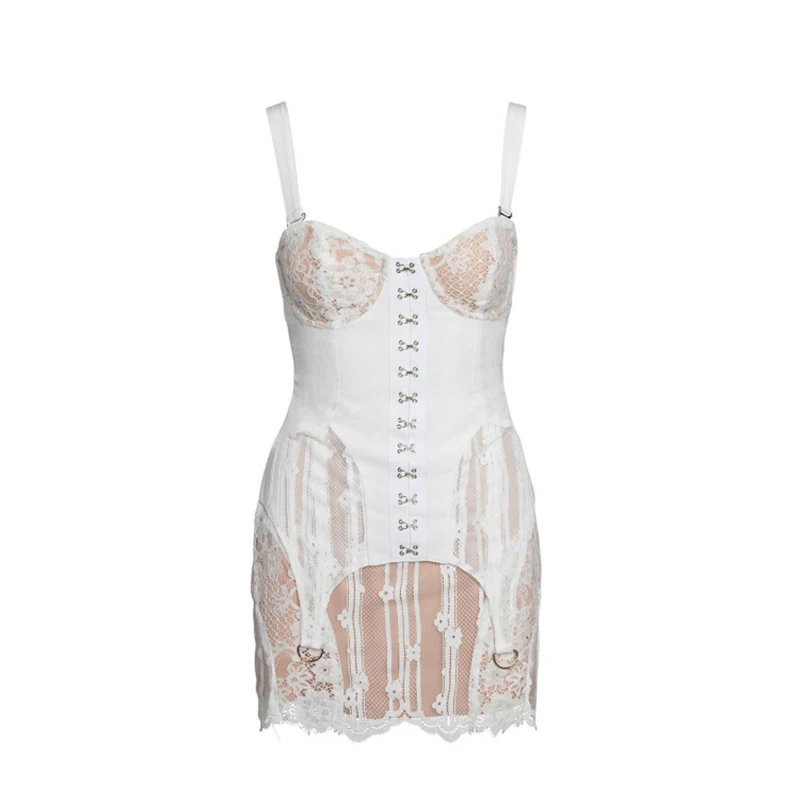 VGH сексуальное кружевное женское платье без рукавов с открытыми плечами и