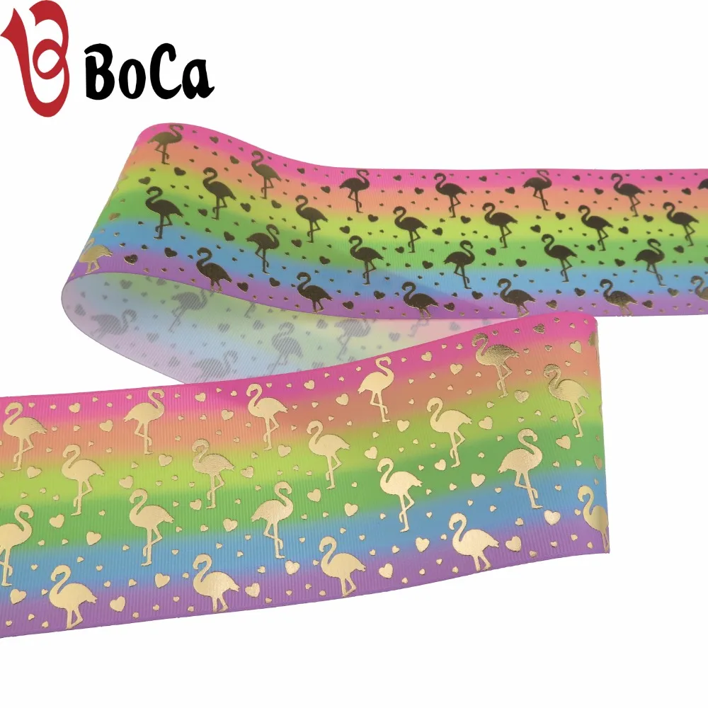 Оптовая продажа 75 мм Термотрансферная Золотая фольга с принтом Фламинго