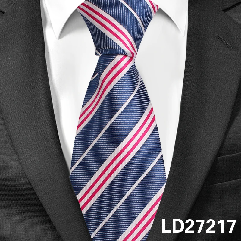 LD27217 Классические клетчатые галстуки для мужчин, повседневный галстук для костюма Gravatas, синие мужские галстуки в полоску, галстуки для бизнеса, свадьбы, ширина 8 см, мужские галстуки - Цвет: LD27217