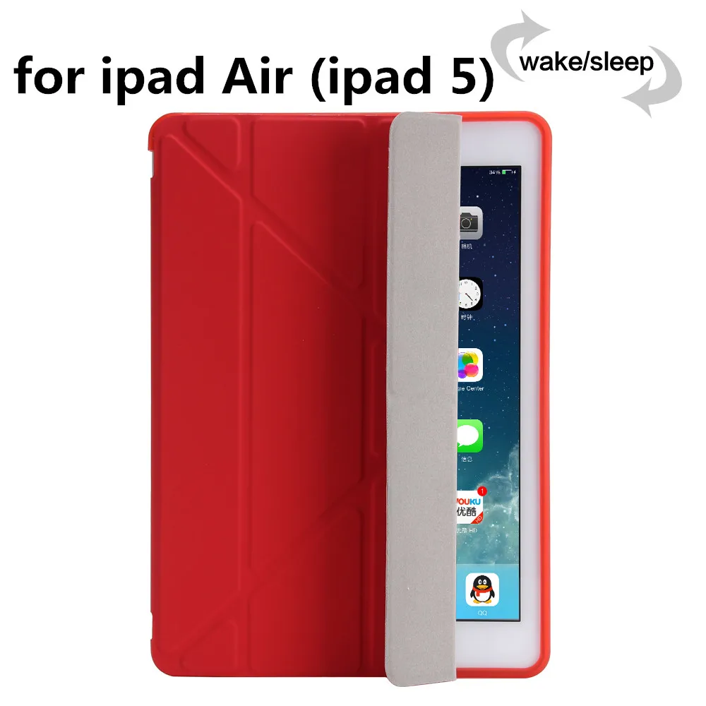 Red BX TPU YH 5 Чехол для ipad Air 1 2013 Release Cover A1474 A1475 A1476, ZAIWJ Smart Sleep Wake Up из искусственной кожи TPU мягкая задняя крышка - Цвет: Red BX TPU YH 5